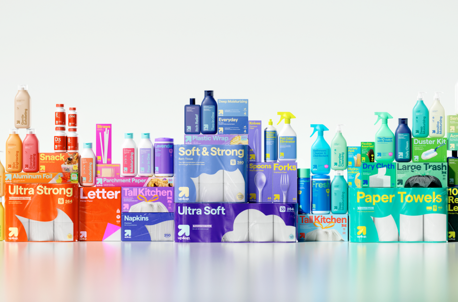 Up&Up packaging system arranged by color